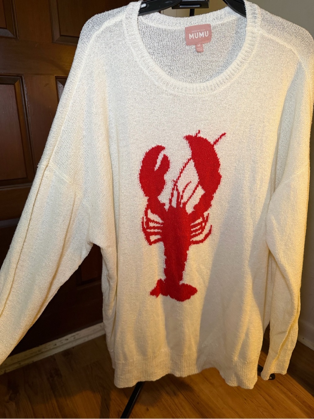 Show Me Your MuMu Cream Sweater with Red Lobster Graphic